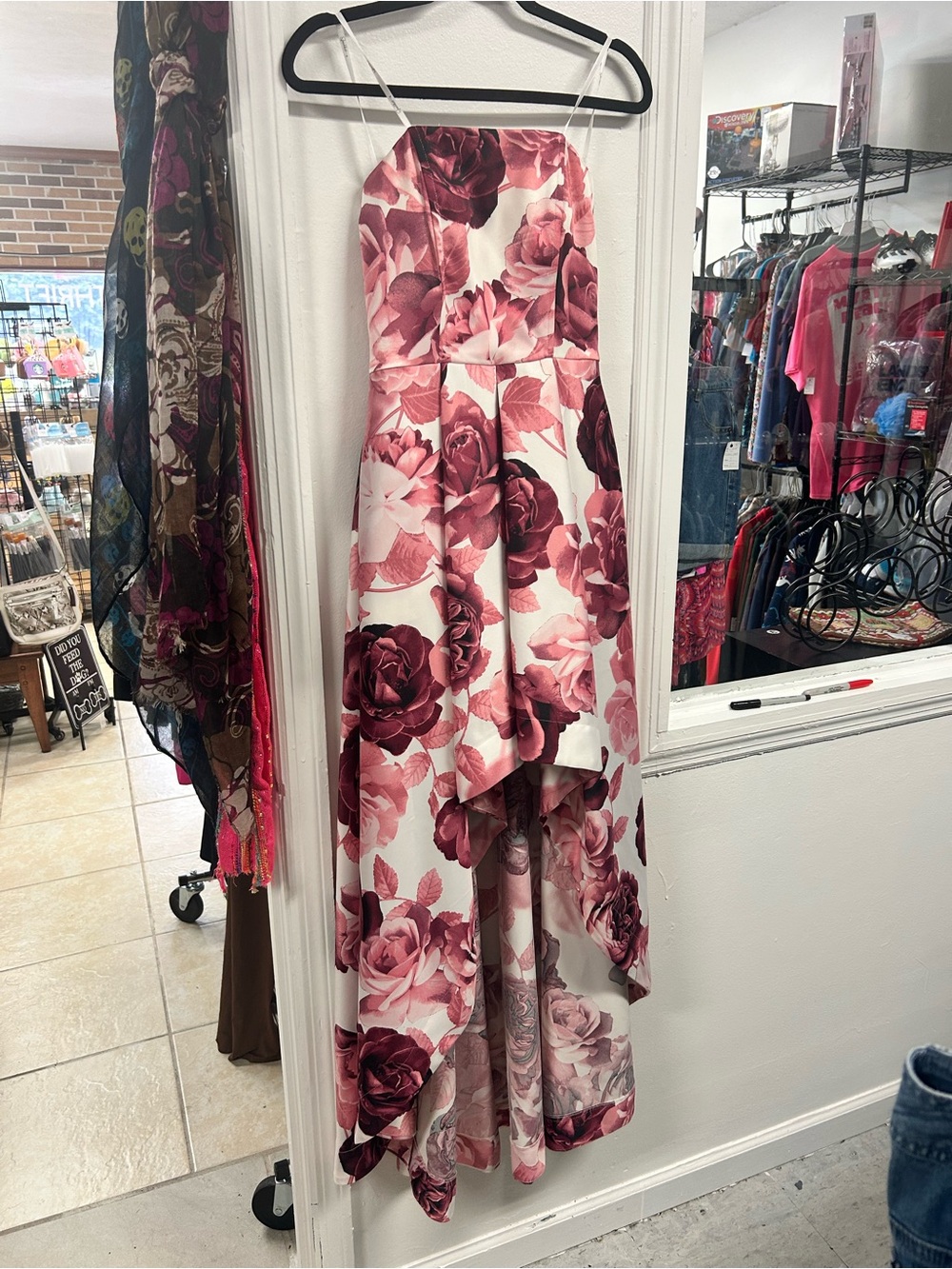 Speechless Floral High Low Maxi Dress Pink Rose Print Size 9